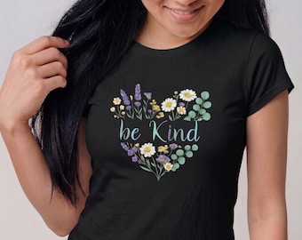 Be Kind Floral Heart Shirt, Women's Softstyle Tee, Kindness Matters