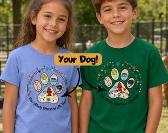 Custom Kids Dog Lover Shirt | Personalized Pawsitively Obsessed Youth Bella Canvas Tee | Fun Gift for Dog Lovers