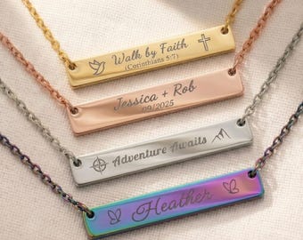 Personalisierte Name Halskette Gravur benutzerdefinierten Text & Designs Edelstahl Anhänger