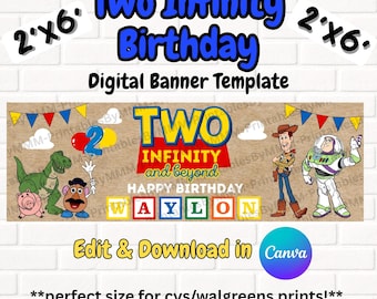 Two Infinity and Beyond Toy Story Birthday Party Digital Banner Template 2x6