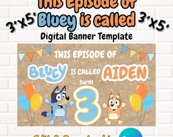 Blue Boys Bluey Episode Birthday Party Banner Digital 3x5