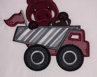 Children's Toddler Hog Mascot Applique with Personalized Name on a Short or Long Sleeve T-Shirt