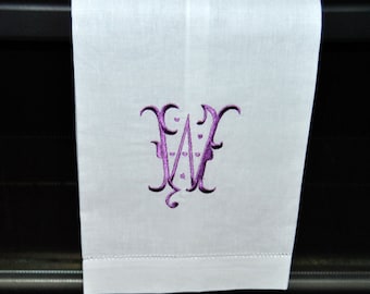 Custom Initial Personalized Monogram Embroidered Linen Tea Towel Home Decor Kitchen Decor Great Gift Hostess Gift