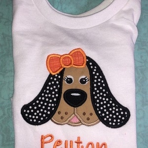 Children's Toddler Hound Applique with Personalized Name on a Short or Long Sleeve T-Shirt image 1