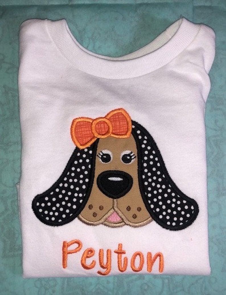 Children's Toddler Hound Applique with Personalized Name on a Short or Long Sleeve T-Shirt image 1