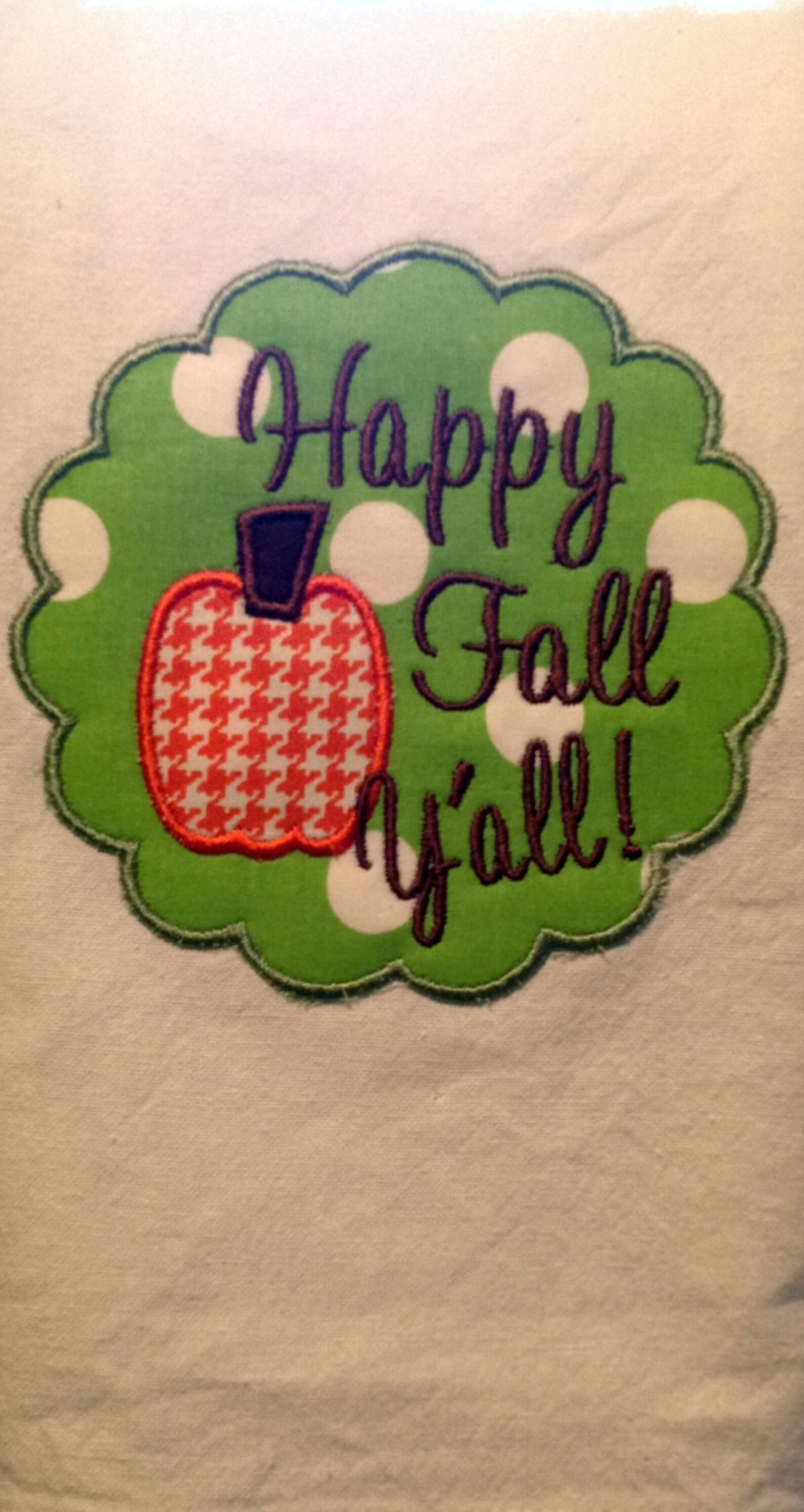 Happy Fall Y'all Applique Pumpkin and Embroidered Kitchen Towel Home ...