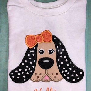 Children's Toddler Hound Applique with Personalized Name on a Short or Long Sleeve T-Shirt image 6