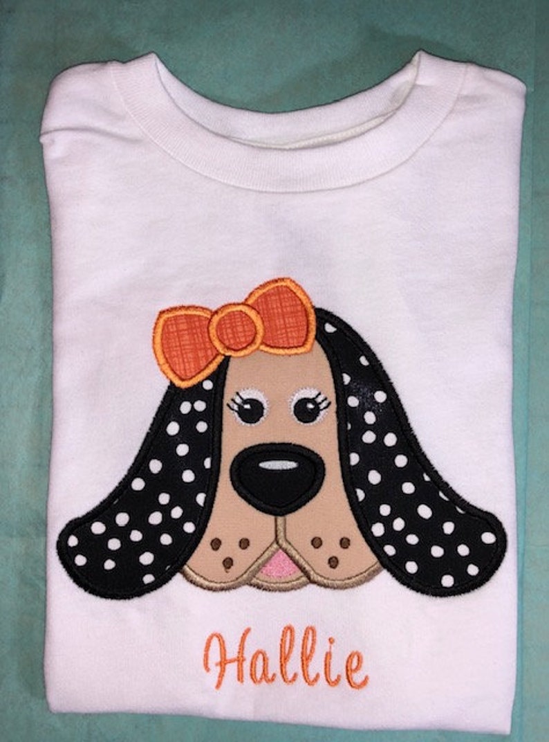 Children's Toddler Hound Applique with Personalized Name on a Short or Long Sleeve T-Shirt image 6