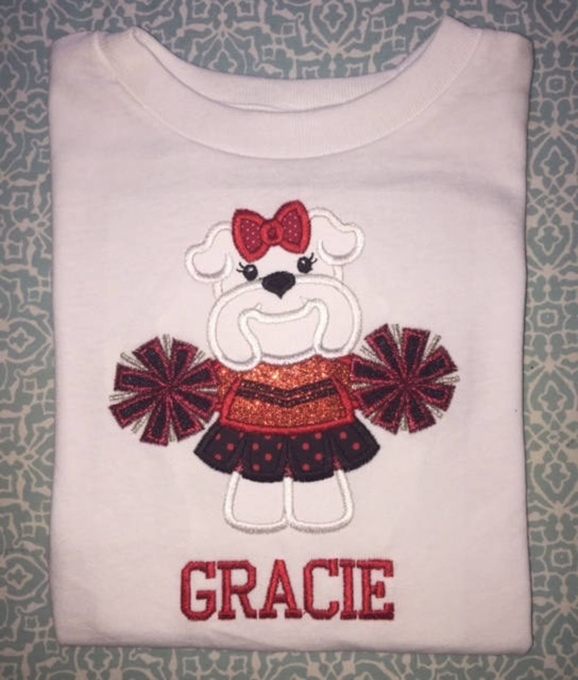 Bulldog Cheerleader Toddler Graphic Tee
