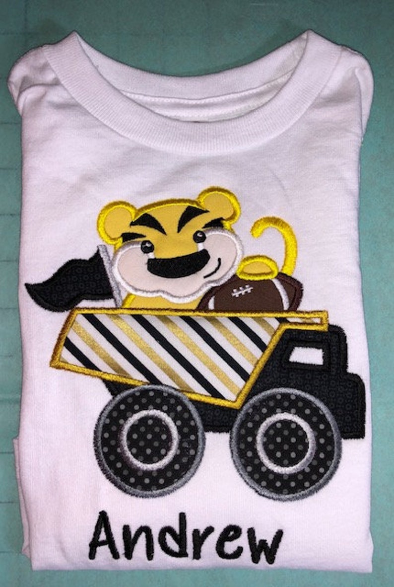 Children's Toddler Tiger Mascot Applique with Personalized Name on a Short or Long Sleeve T-Shirt image 5