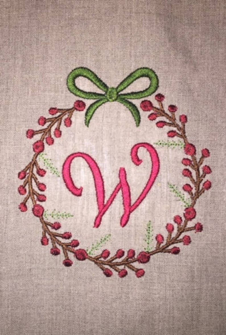 DarlingPeaches Initial Wreath Embroidered Guest Towel