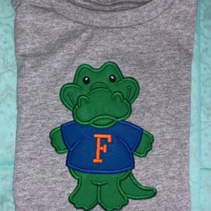 Children&#39;s Toddler Gator Applique with Personalized Name on a Short or Long Sleeve T-Shirt