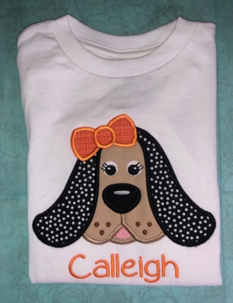 Children's Toddler Hound Applique with Personalized Name on a Short or Long Sleeve T-Shirt image 5