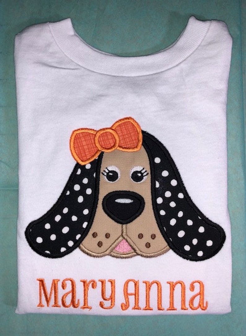 Children's Toddler Hound Applique with Personalized Name on a Short or Long Sleeve T-Shirt image 7