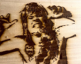 Ozzy Osbourne grabado con láser en roble