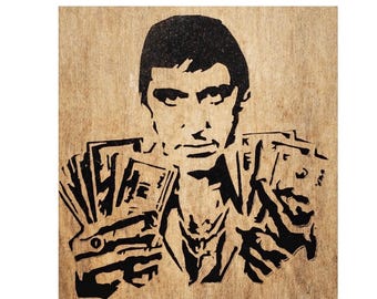 Talla de madera de Scarface de Al Pacino