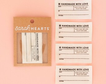 Quilt Info Large Write-in Organic Cotton Sewing Labels by Sarah Hearts (4 pack)