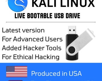 Kali Linux OS Installer + Live Boot USB Flash Drive 64bit PC Ethical Hacking Tool | Fast & Easy Setup