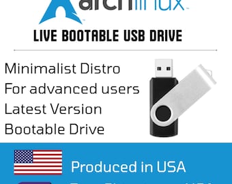 Arch Linux OS Installer + Live Boot USB Flash Drive 64bit | Fast & Easy Setup