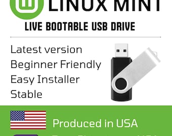 Linux Mint OS Installer + Live Boot USB Flash Drive 64bit PC Repair Tool | Fast & Easy Setup