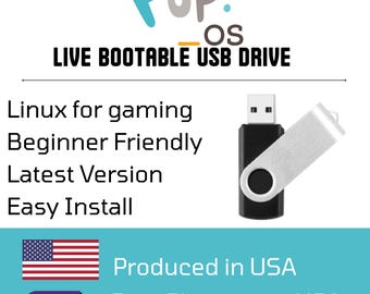 Pop! OS Installer + Live Boot USB Flash Drive 64bit | Fast & Easy Setup | Linux for Gaming