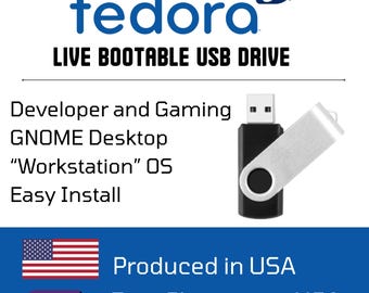 Fedora Linux Installer + Live Boot USB Flash Drive 64bit | Developer & Gaming Ready