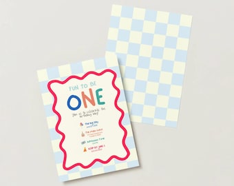 Fun to Be One Birthday Invitation Template | Editable Canva Invite (Digital Download)