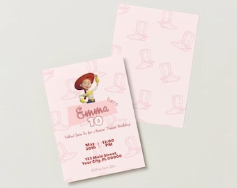 Toy Story Jessie Birthday Invitation | Pink Cowgirl Canva Template (Digital Download)