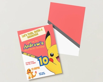 Pokemon Birthday Invitation | Editable Canva Template | Kids Party Invite | Printable Digital Download