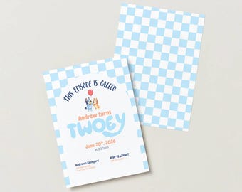 Verjaardagskaart voor alle leeftijden - Blauw thema - Blauw & Oranje verjaardagskaart | Bewerkbare Canva-sjabloon
