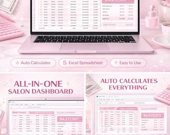 Pink Salon Profit Tracker Excel | Nail Tech Income Spreadsheet (Digital Download)