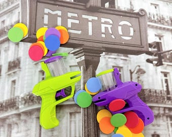 Paquete de 2 pistolas de zanahoria con platillos voladores, juguetes de batalla para padres e hijos, juguetes para niños al aire libre