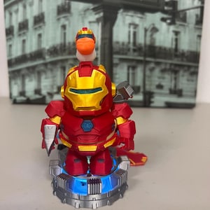 Iron Man Capybara 3D Printed Figure with LED Base - Funny Desk Decor 画像 1
