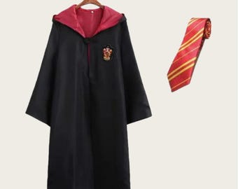Disfraz de Harry Potter para niños/adultos: túnica, capa y corbata de Gryffindor.