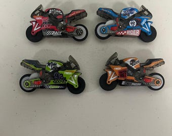 4 minimotos de juguete con motor de fricción, set de motos de carreras para niños