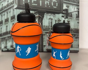 Folded Basketball Collapsible Silicone Water Bottle BPA - Free for Kids Outdoor