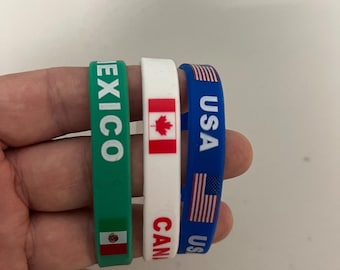 Pulsera de silicona con la bandera de EE. UU., Canadá y México. Pulsera de goma con la bandera del orgullo nacional.