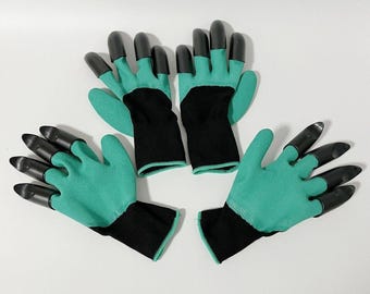 2 Pairs Garden Digging Gloves With ABS Claws For Digging Planting Gardening Raking