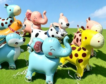 5/10/20 piezas Globo de animales andantes con ruedas Globo de aluminio para fiestas infantiles