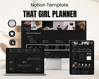 Plantilla de planificador de vida "That Girl" de Notion, planificador definitivo de Notion, panel de control de That Girl, planificador personal, planificador digital de vida