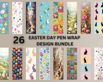 Paquete de envolturas para bolígrafos de sublimación para Pascua, diseño de envolturas para bolígrafos de sublimación para Pascua, envolturas para bolígrafos con texto en PNG de Feliz Pascua, envolturas para bolígrafos con texto en PNG de Conejito de Pascua