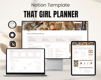 Plantilla de planificador "Vanilla That Girl" de Notion, planificador digital, panel de Notion, calendario de Notion, planificador de vida de Notion, estética de Notion, vida