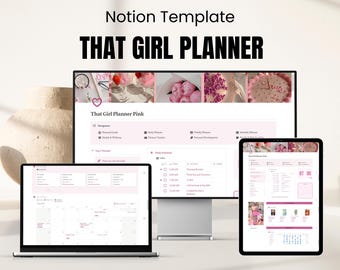 Plantillas de planificador Coquette That Girl de Notion, planificador de vida definitivo de Notion, panel rosa de Notion, planificador digital, planificador rosa de vida IT Girl