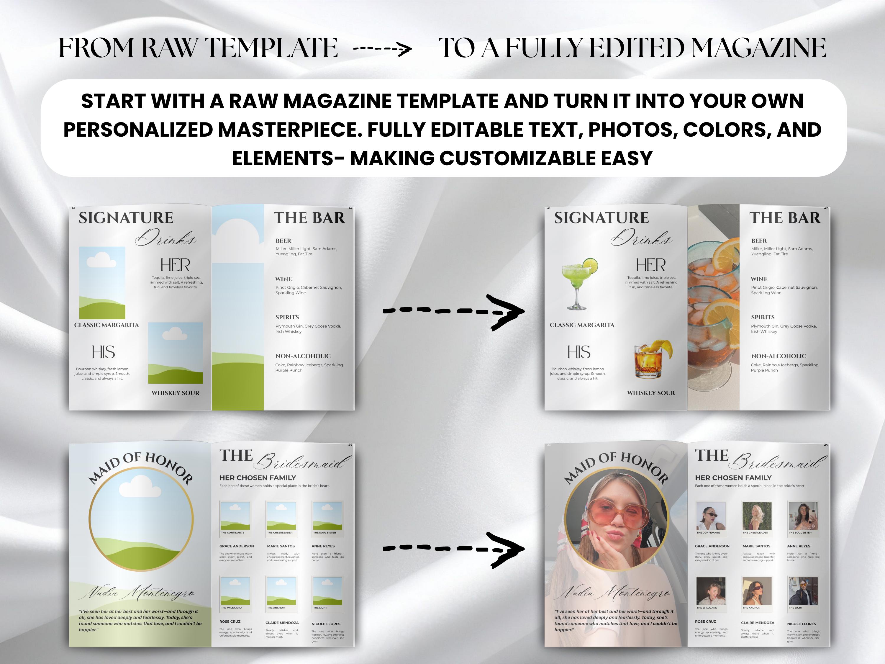 Magazine Program Customizable Wedding Magazine Program Template, Editable Canva Brochure ...