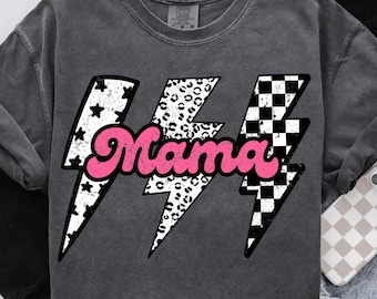 Mama lightning bolt shirt, checkered lightning bolt, mama png