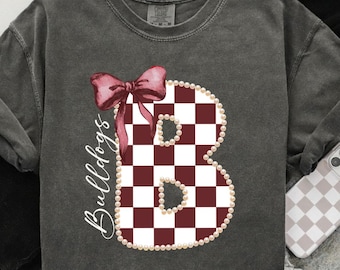 Checkered bulldogs mascot png, checkered png, bulldogs school spirit shirt, bulldogs clipart, bulldogs head png, bulldogs baseball png