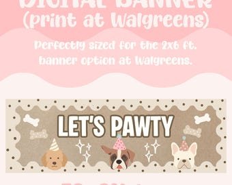 Pobierz baner cyfrowy Let’s Pawty, baner cyfrowy png, baner urodzinowy