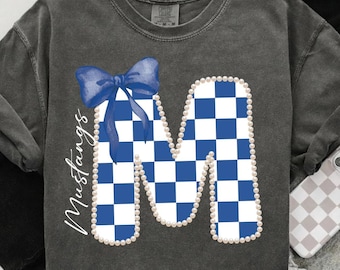 Mustangs Baseball PNG, checkered mustangs png, mustangs bow, Go Mustangs Mascot Shirt (Digital Download)