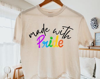 Made with pride png, Pride png, lgbtq png, pride tshirt, rainbow design png, pride month png, pride parade outfit, rainbow shirt, lgbtq svg