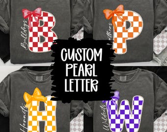 Custom pearl letter, custom school mascot, custom school spirit tshirt, retro mascot png